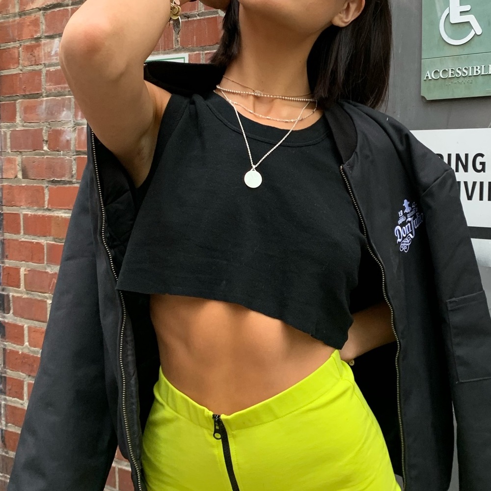 brandy melville black cropped ribbed shirt